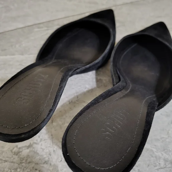 Schutz Julie Black Suede Pointed Toe Mule Heels Size 7 - Picture 8 of 10